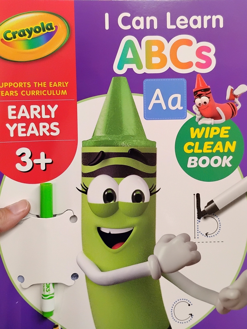 Crayola I Can Learn ABCs Wipe-Clean Book with Green Crayon Character